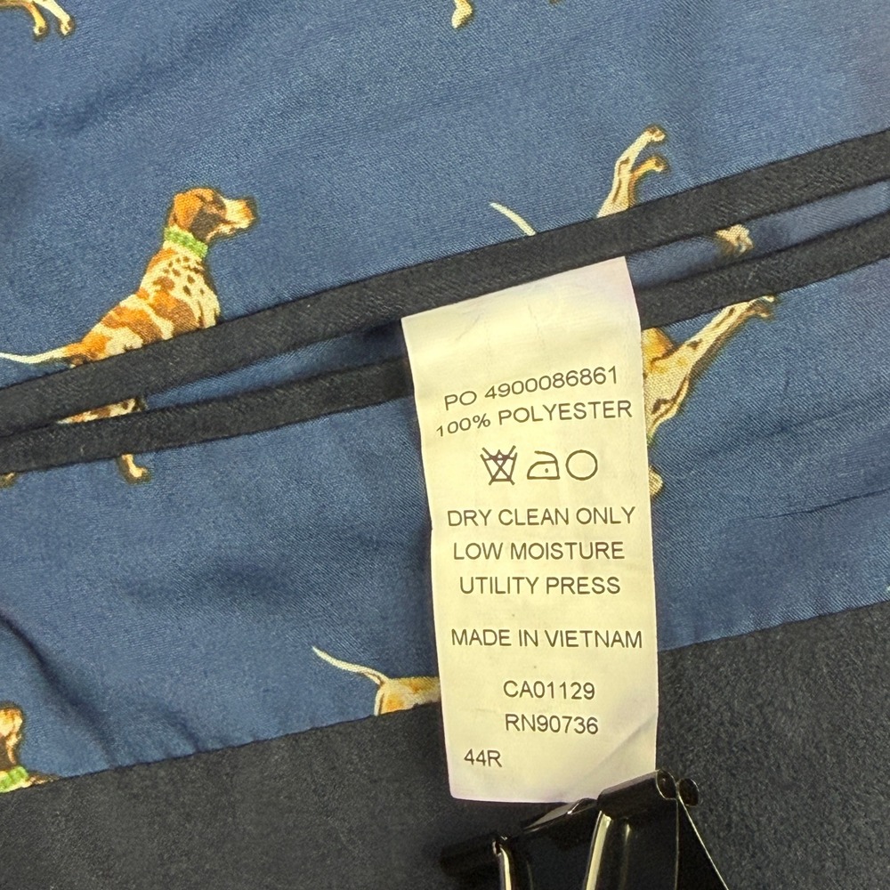 Lauren Ralph Lauren SUEDE Blazer Mens 44R  Sport Coat Suit Jacket Navy Blue Dogs - Picture 4 of 14